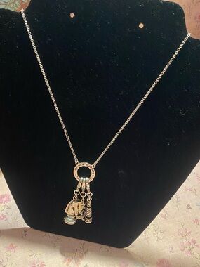 Y2K Disney Couture Alice in Wonderland Charm Necklace Goth Aesthetic Rare 2000’s